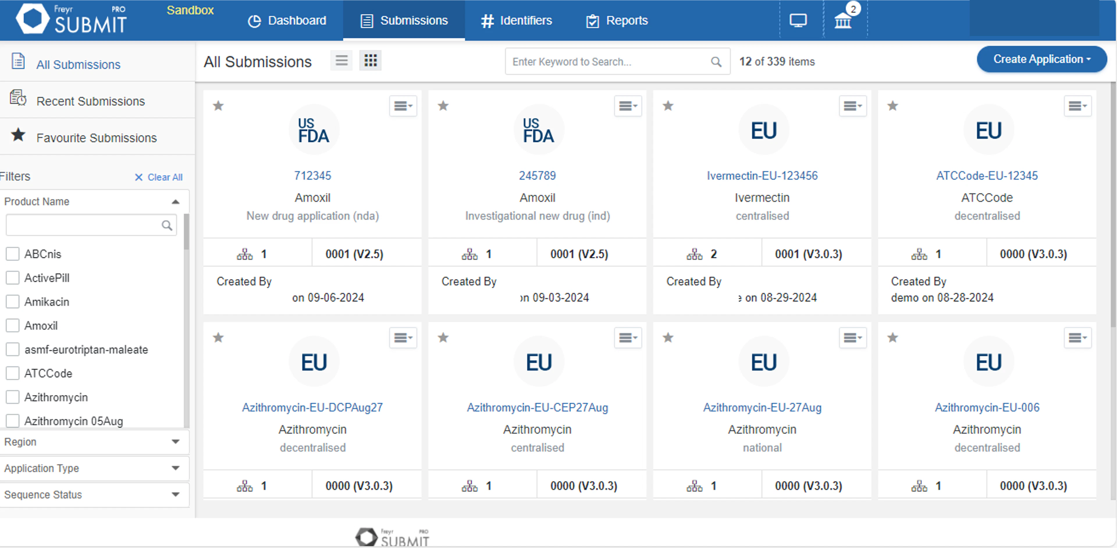 screenshot of Freyr SUBMIT PRO
